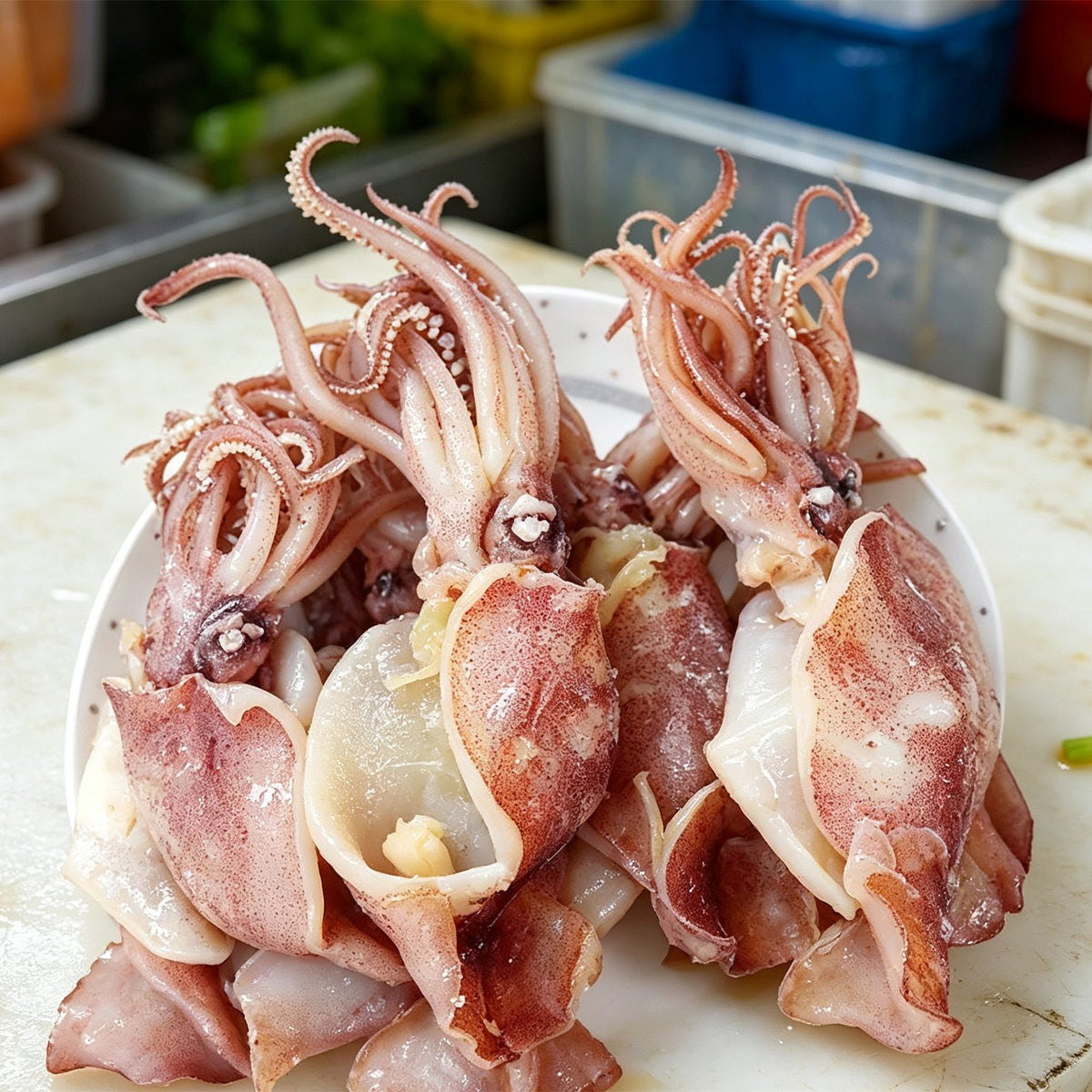 Fresh Plump Whole Raw Squid